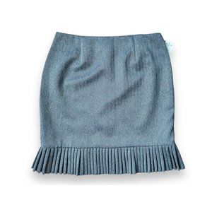 Larry Levine Gray Wool Pleated Trim Skirt academia corpcore work professional